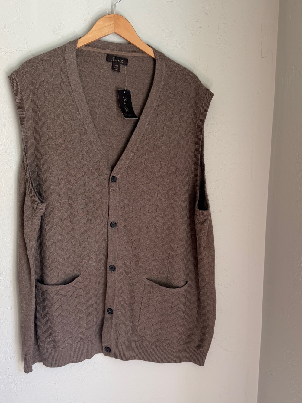 Tasso Elba Men's Light Brown Taupe Knitted Vest Size 3XL NWT - Picture 6 of 7